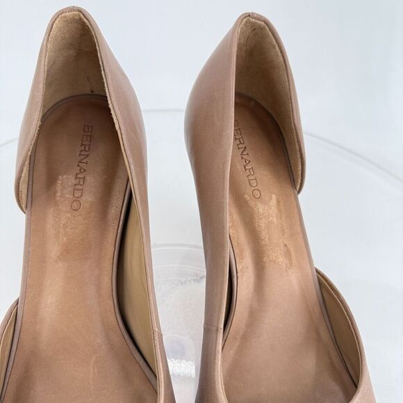 Bernardo Nieve D'Orsay Pump Brown Leather Slip on Career Size 10 Open Toe - Picture 8 of 15